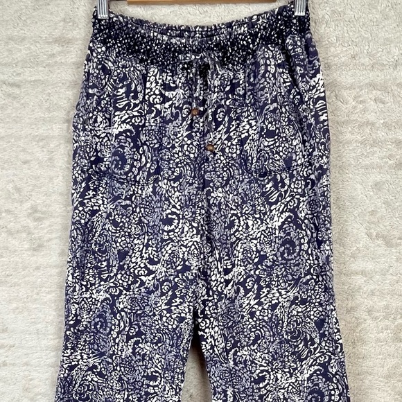 Linen Pull-On Pants Size Large Blue Batik by Sound/Style - Picture 2 of 11